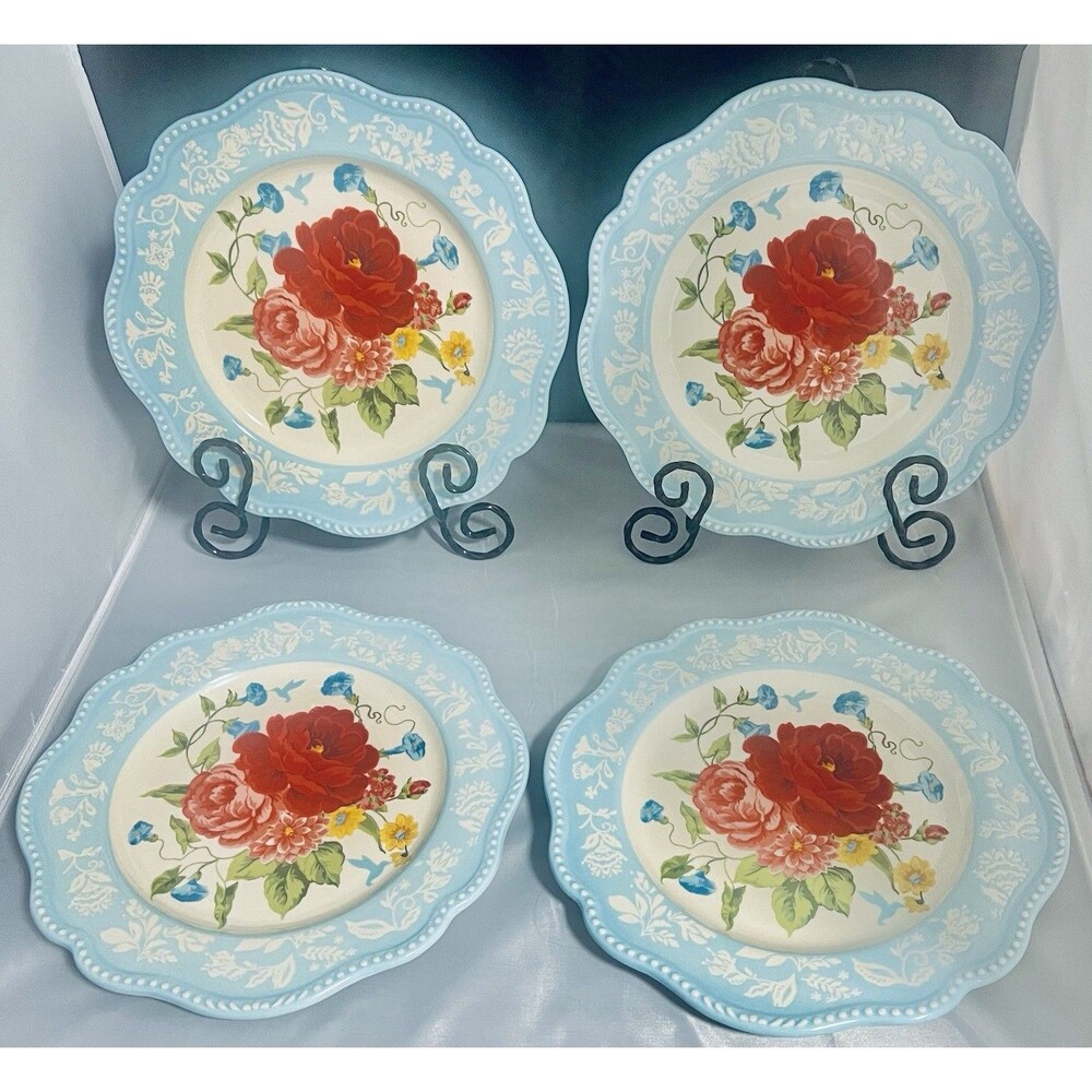 The Pioneer Woman Floral Light Blue Dinner Plates Set of 4 10.25"
